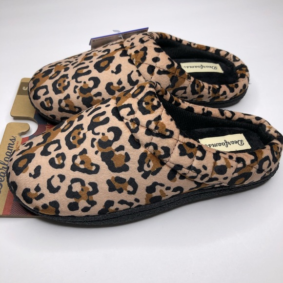 DEARFOAMS Memory Foam Slippers Leopard Print No Sweat Comfort Size S 5-6 - Picture 2 of 12